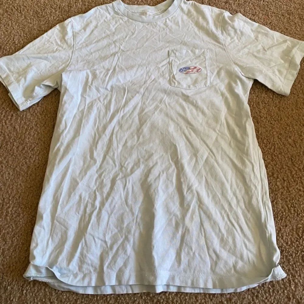 Womens Vineyard Vines Light Blue American Flag Tshirt